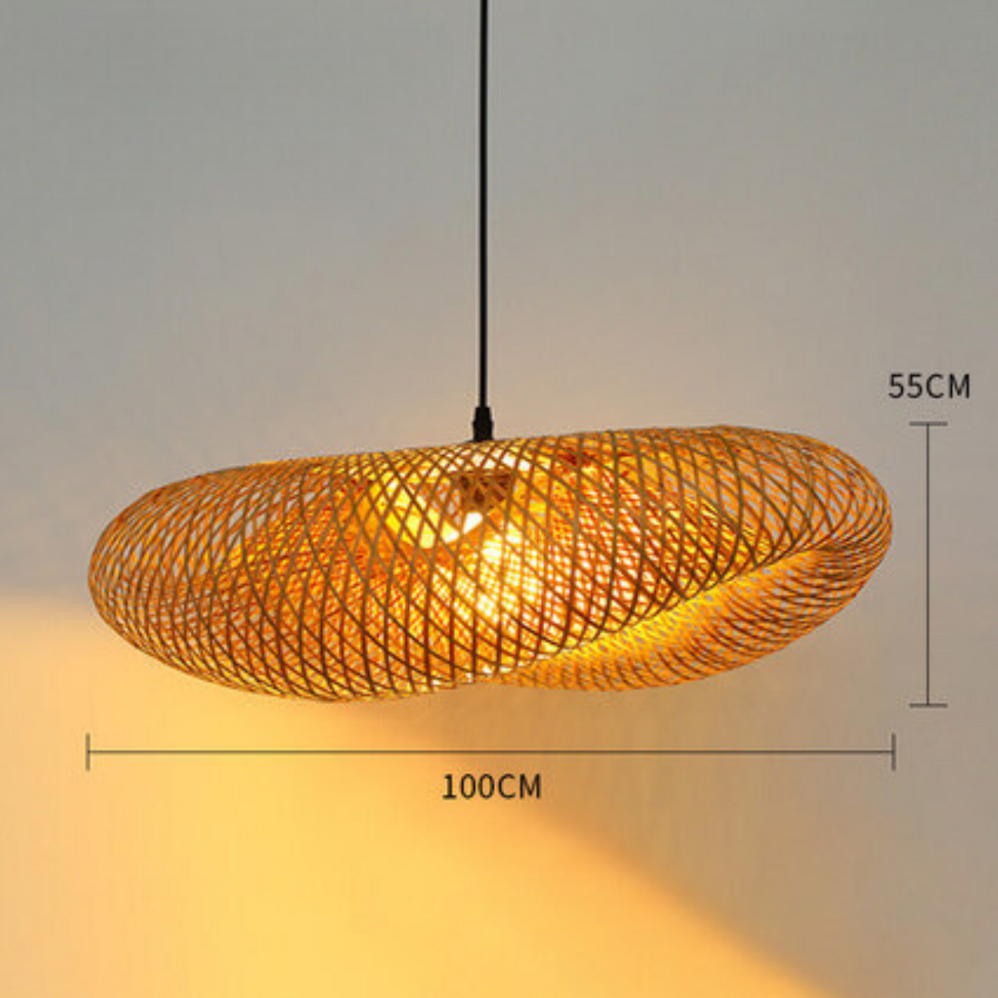 LUNA - Handgemaakte gevlochten bamboe hanglamp