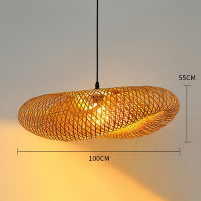 LUNA - Handgemaakte gevlochten bamboe hanglamp