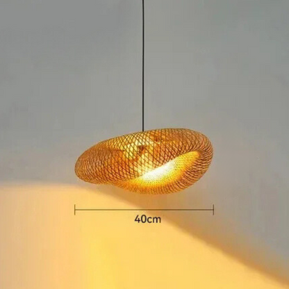 LUNA - Handgemaakte gevlochten bamboe hanglamp