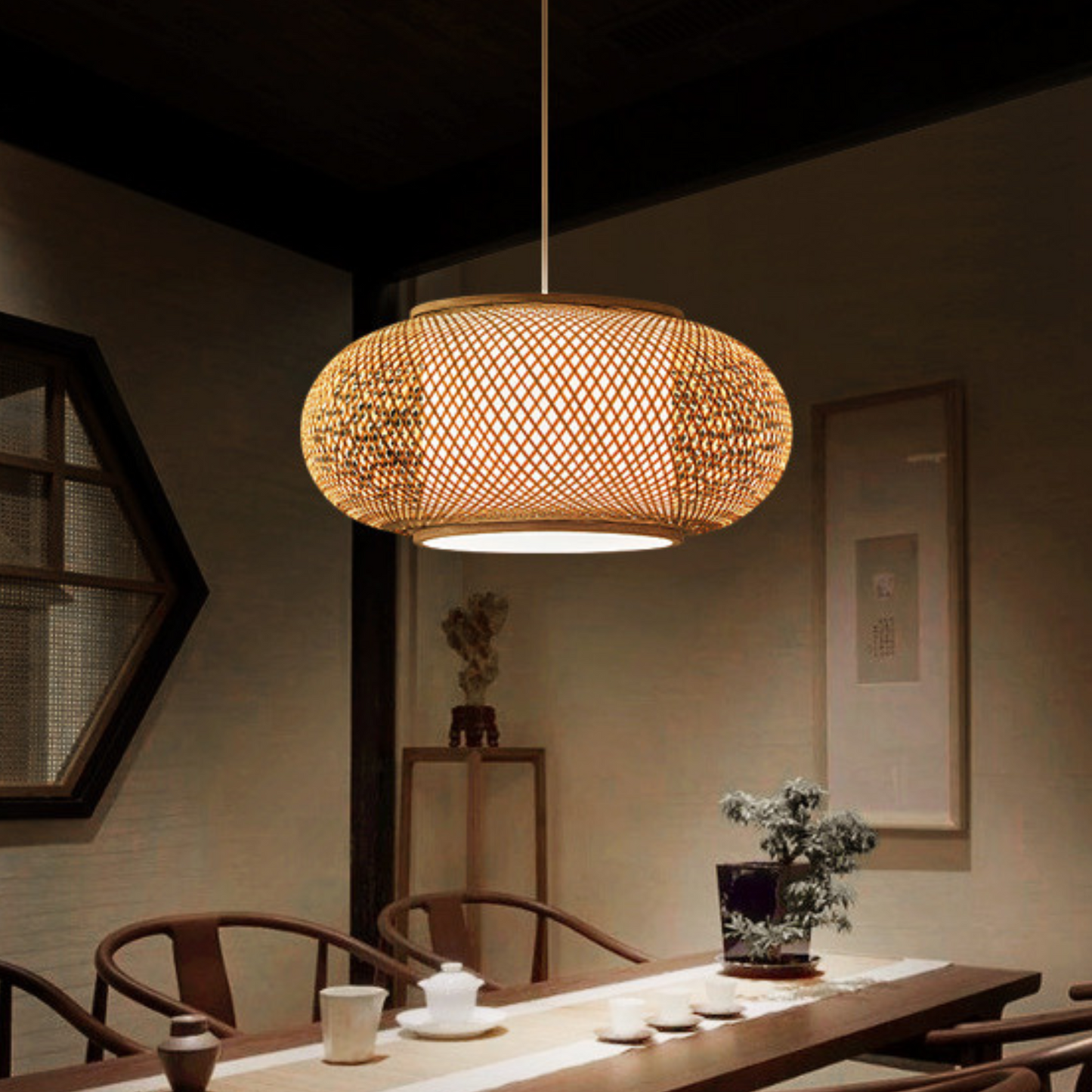 MYSA - Handgemaakte gevlochten bamboe hanglamp