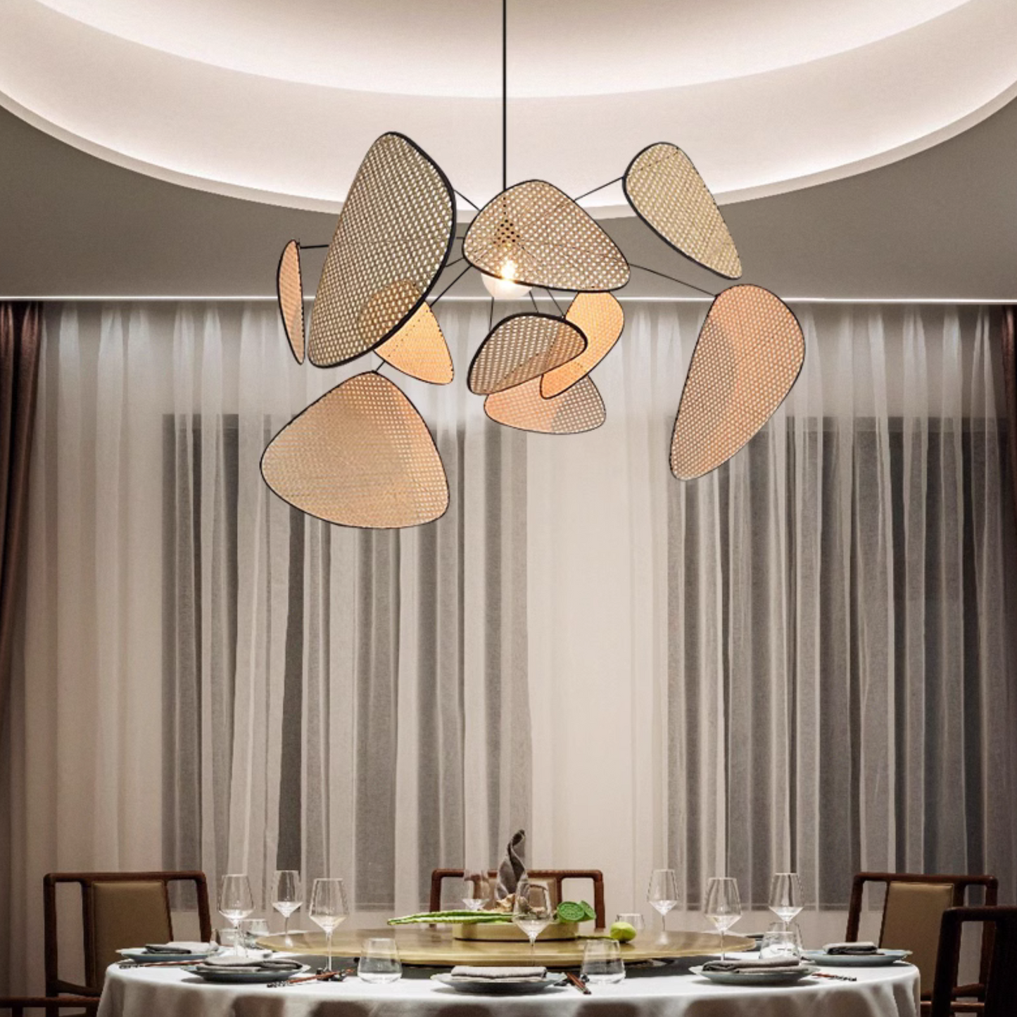 EIRA - Designer Hanglamp met Handgevlochten Bamboe Panelen