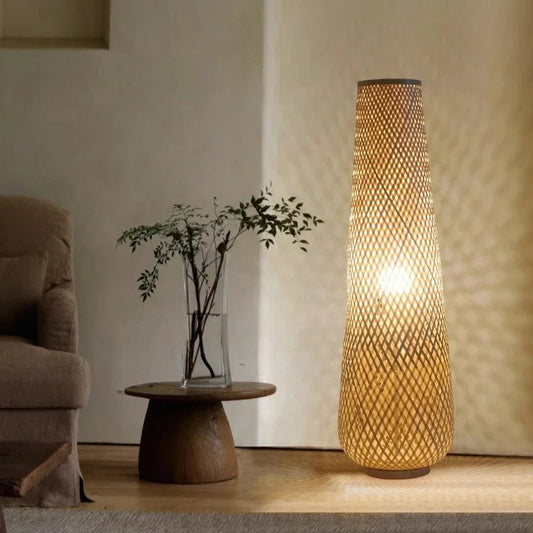 VARM  - Handgemaakte Vloerlamp van Gewoven Bamboe