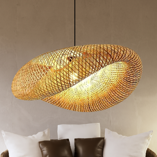 LUNA - Handgemaakte gevlochten bamboe hanglamp