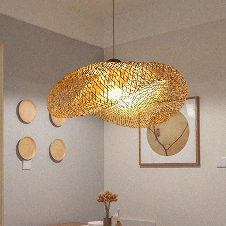 LUNA - Handgemaakte gevlochten bamboe hanglamp