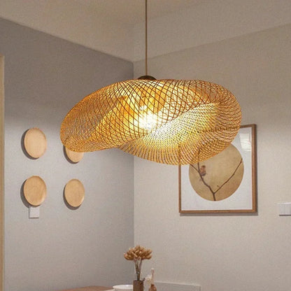 LUNA - Handgemaakte gevlochten bamboe hanglamp